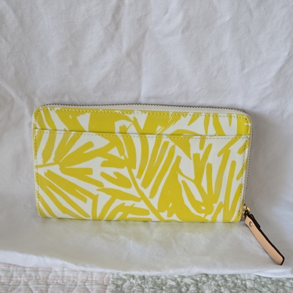 Kate Spade Yellow Leaf Patterned Zip Wallet - Picture 4 of 16